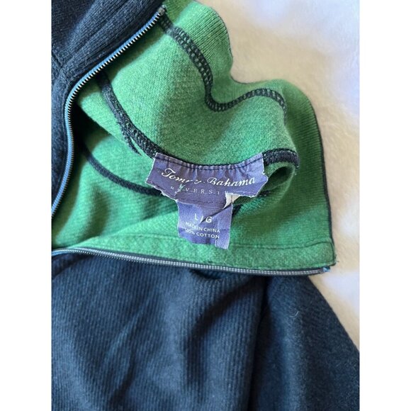 Tommy Bahama Mens Quarter Zip Reversible Pullover Sweatshirt Large Heather Blue - Picture 6 of 10